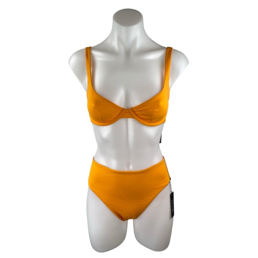 NEW Cuup The Scoop Coral Sleeeless Underwire Bikini Two Piece Swimwear Size XS